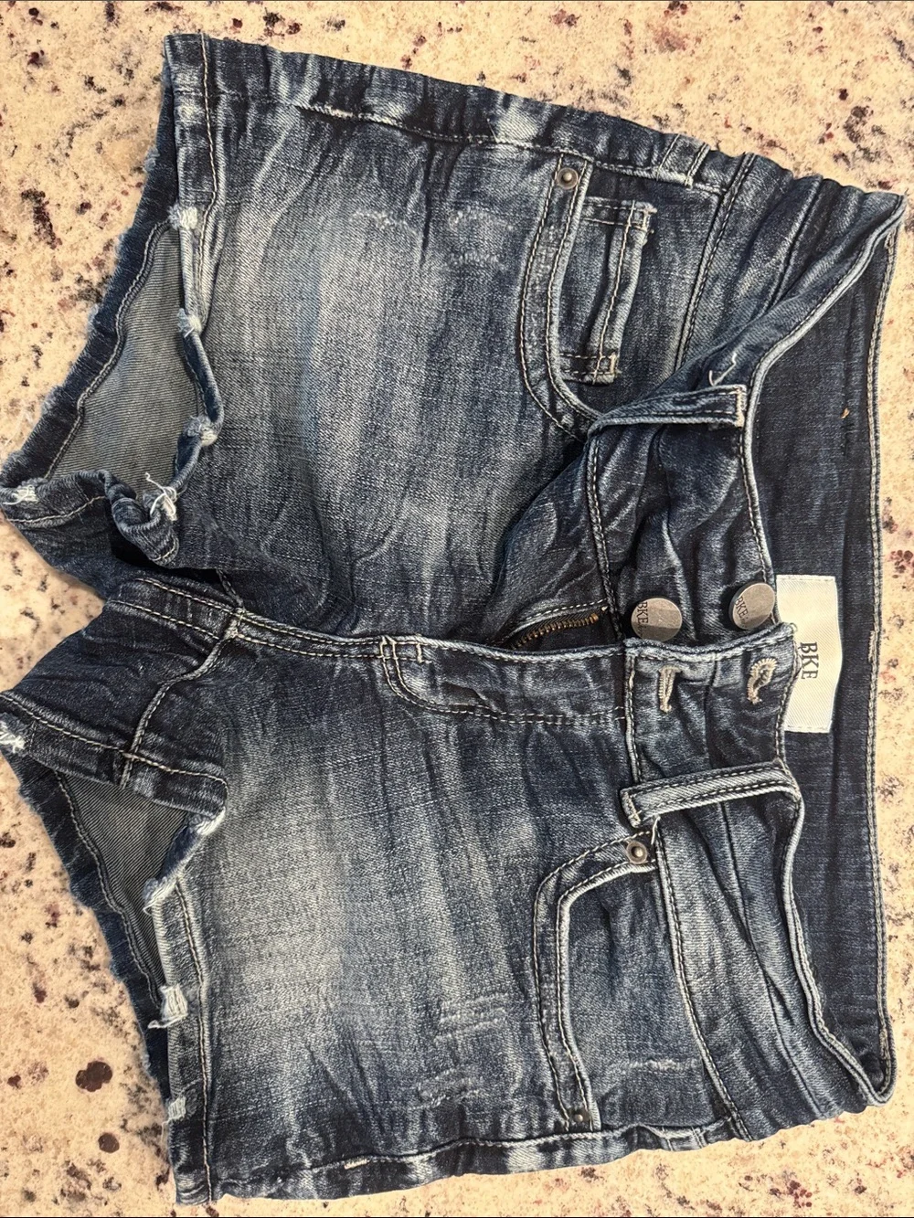 BKE Distressed Blue Denim Shorts - Picture 1 of 3